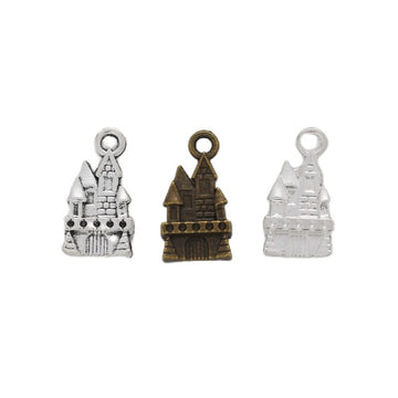 Turreted Castle Charm Metal Pendant for Jewelry Making
