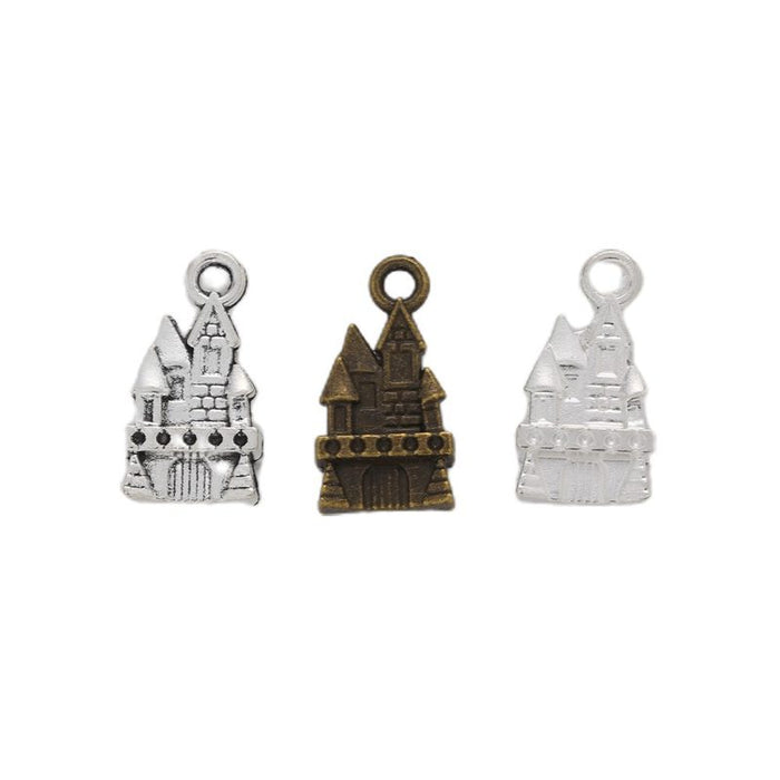 Turreted Castle Charm Metal Pendant for Jewelry Making
