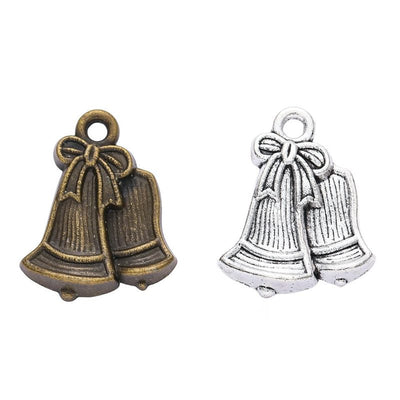 Finish overview of bowed christmas bells metal charm