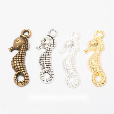 Front view of textured seahorse charm showing finish variation 1