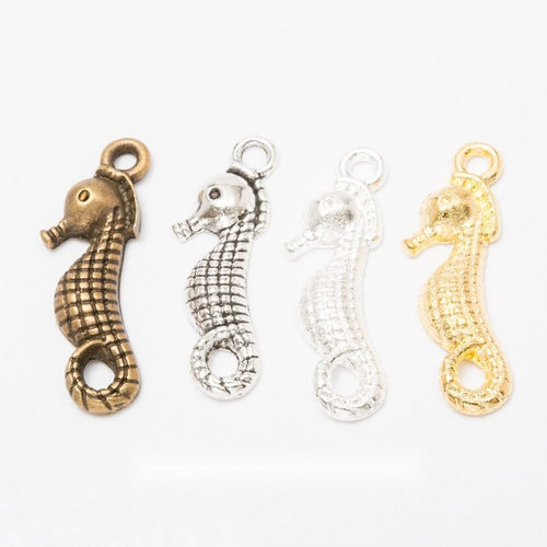 Front view of textured seahorse charm showing finish variation 1