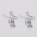 Ballet Dancer Metal Charm for Jewelry Making in Antique Silver view 1