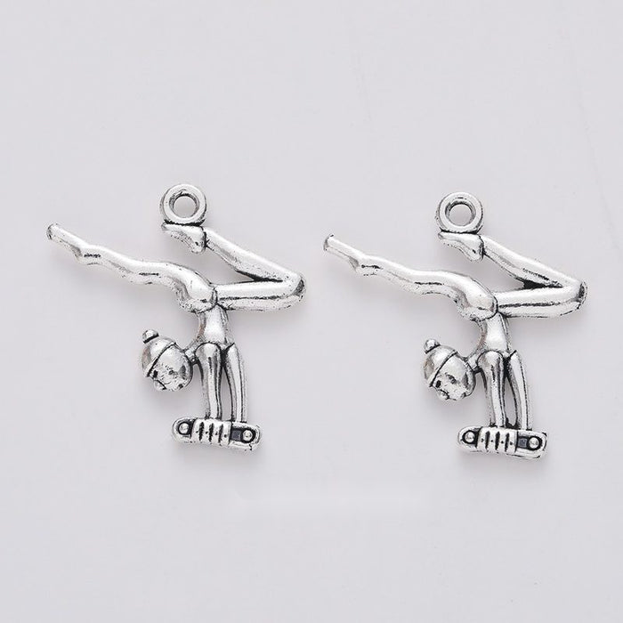 Ballet Dancer Metal Charm for Jewelry Making in Antique Silver