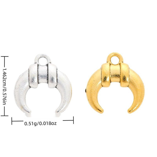 Product image showing the curved bull horn metal charm and its visible metal details