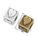 Heart Cube Large Hole Bead in 2 Pictured Finishes for Jewelry Making view 1