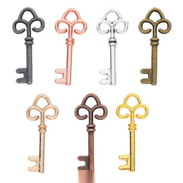 Fleur De Lis Key Vintage Metal Charm Pendant for Jewelry Making