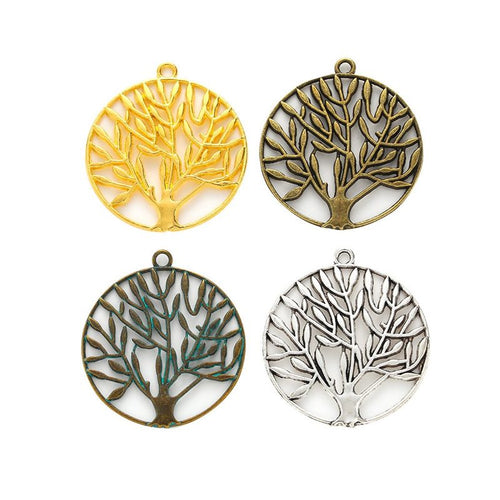 Round Tree Of Life Charms showing assortment on a white background