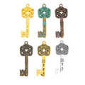 Floral Bow Skeleton Key Charm in Multiple Metal Finishes for Jewelry Making view 1