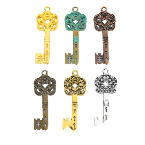 Finish assortment shown together of the floral bow skeleton key charm