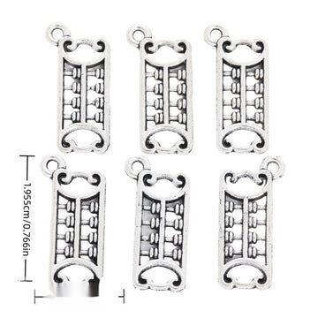 Elongated Abacus Metal Charms in Antique Silver Finish