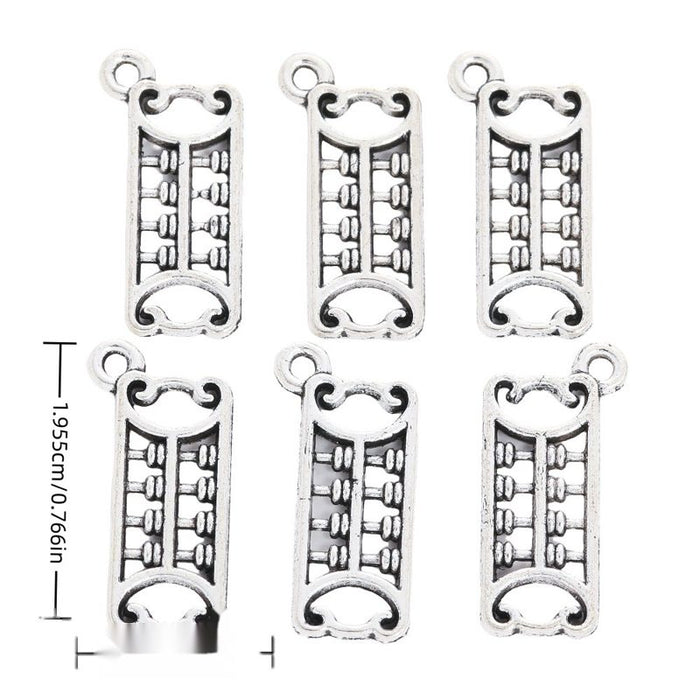Elongated Abacus Metal Charms in Antique Silver Finish