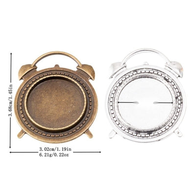 Grouped front views of alarm clock bezel charms