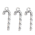 Striped Candy Cane Metal Charm in 1 Finish for Jewelry Making view 1