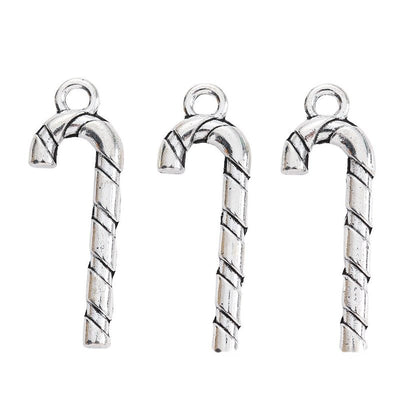 Finish overview of striped candy cane metal charm