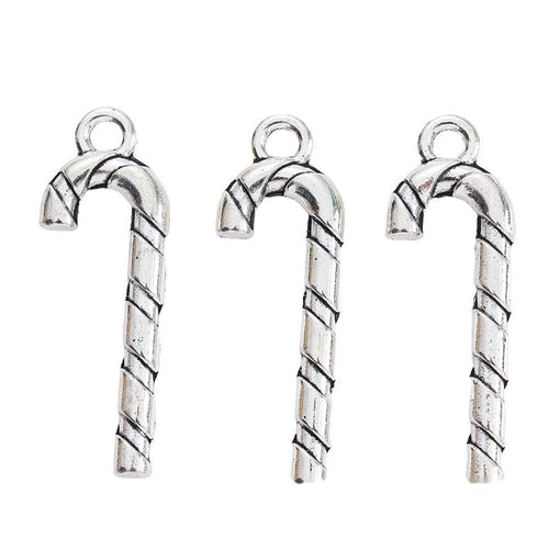 Finish overview of striped candy cane metal charm