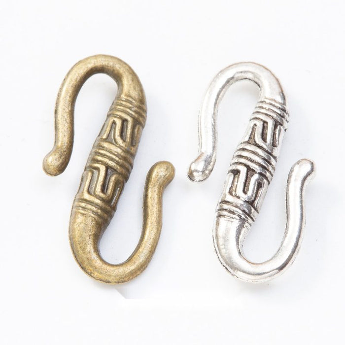 Textured S Hook Connector in Multiple Metal Finishes for Jewelry Making