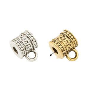 Geometric Barrel Large Hole Bail Bead in Two Finishes