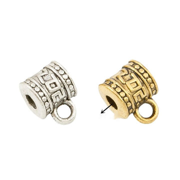 Geometric Barrel Large Hole Bail Bead in Two Finishes