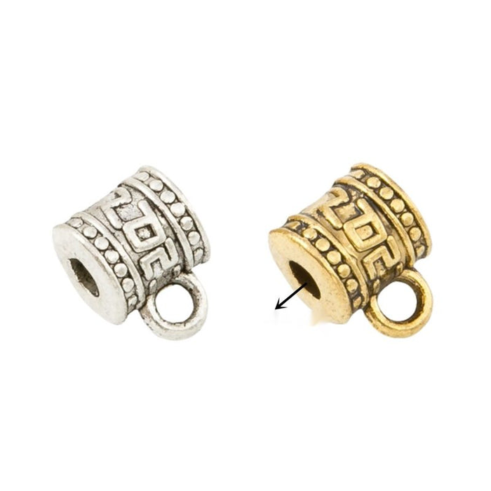 Geometric Barrel Large Hole Bail Bead in Two Finishes