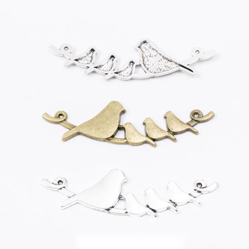 Birds on Branch Double Loop Connector in Two Antique Finishes