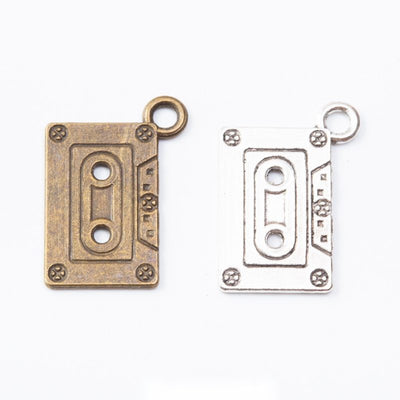Cassette Tape Metal Charms grouped product view on a white background