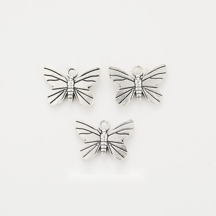 Antique Silver Dragonfly Charm with Open Wing Details