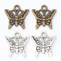 Antique Beaded Butterfly Metal Charm, Two Finishes view 1
