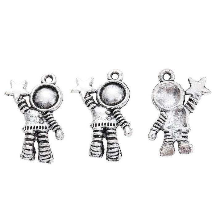 Astronaut With Star Charm In 1 Metal Finish For Jewelry Making