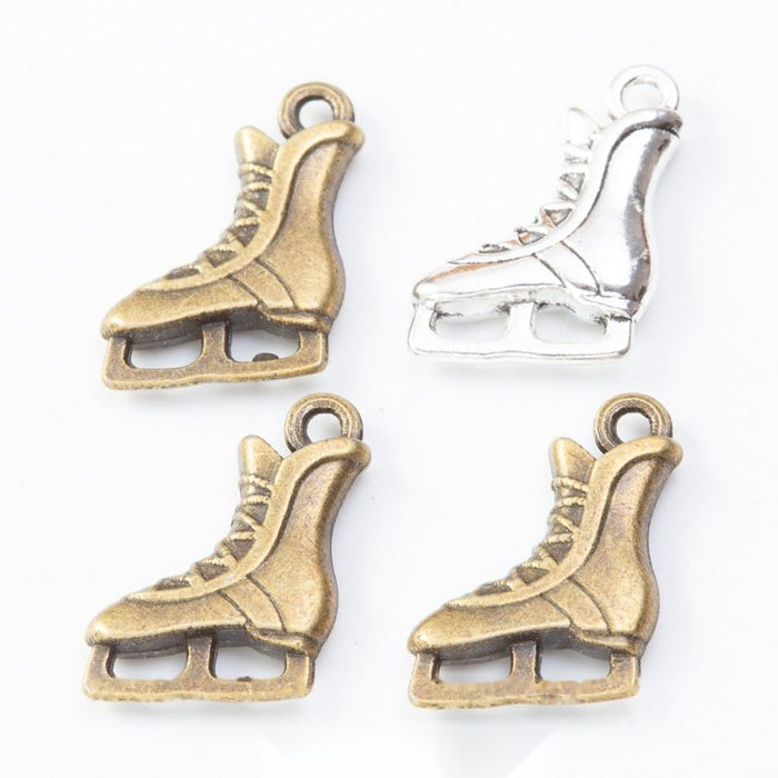 Ice Skate Charm in 2 Metal Finishes for Jewelry Making