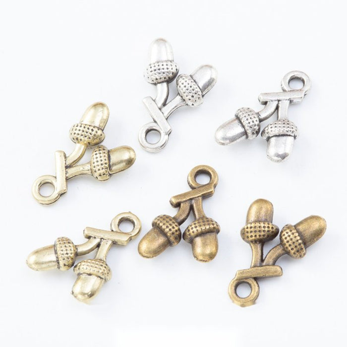 Pair Of Acorns Charm Metal Jewelry Making Component