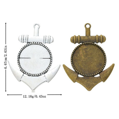 Metal arrow-shaped round setting, front and reverse views shown in the product image