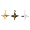 Four Point Star Metal Charms in Three Antique Finishes view 1
