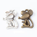 Three Dimensional Sitting Mouse Metal Charm Jewelry Making Component view 1