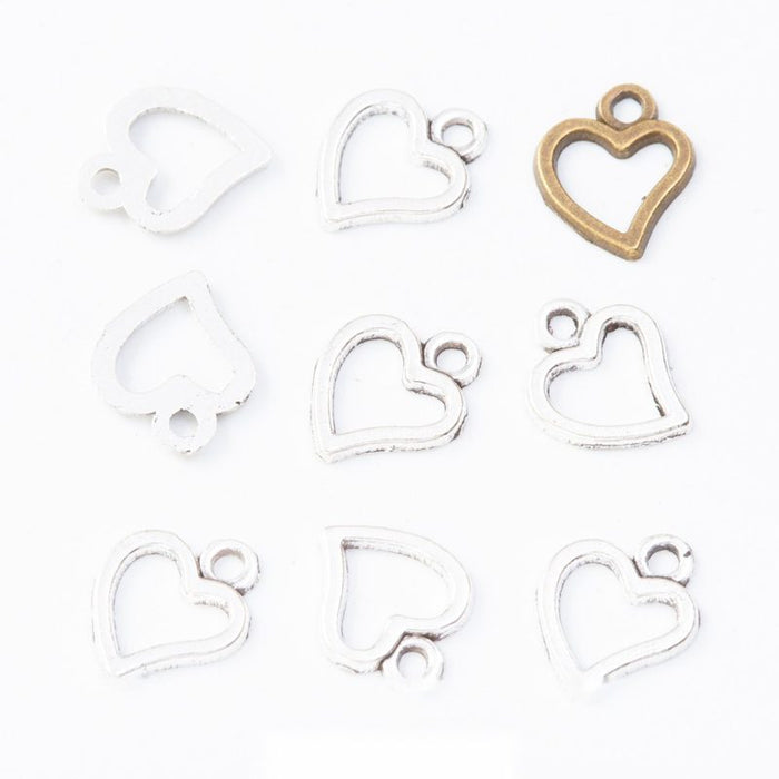 Open Heart Metal Charm 2 Finish Options Craft Supply