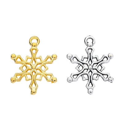 Front view of six-point snowflake charm showing finish variation 1