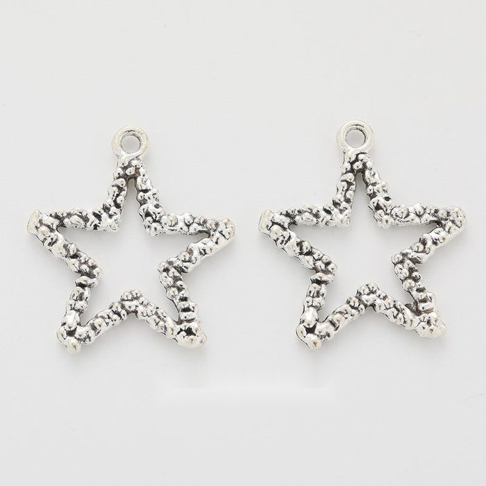 Antique Silver Openwork Star and Crescent Moon Charm Set