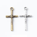 Slender Cross Charms in Two Antique Metal Finishes view 1