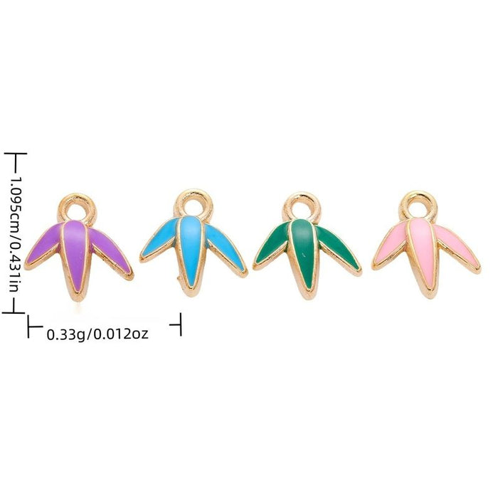 Enamel Leaf Bud Detailed Alloy Charm in 4 Pictured Options