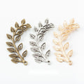 Curved Leaf Branch Connector in 3 Metal Finishes for Jewelry Making view 1