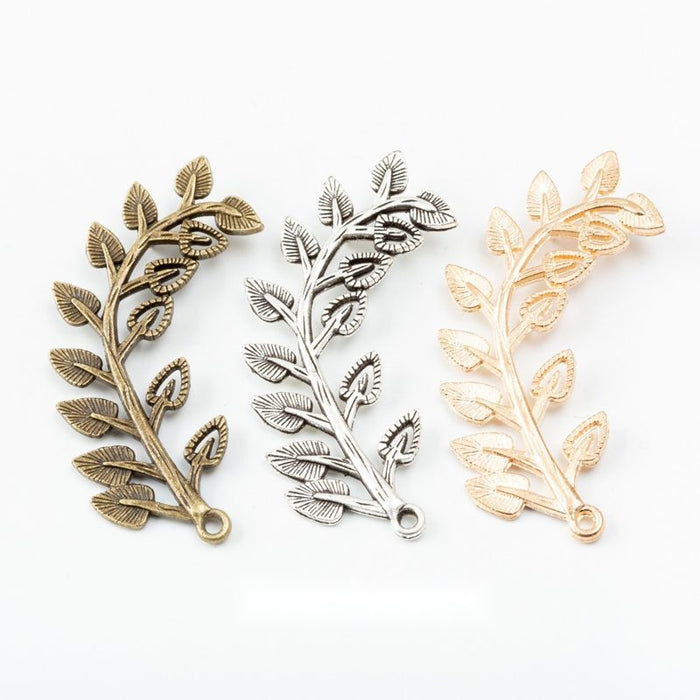 Curved Leaf Branch Connector in 3 Metal Finishes for Jewelry Making