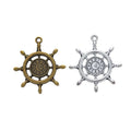 Ship Wheel and Clock Face Metal Charms in Two Antique Finishes view 1