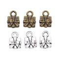 Bow-Topped Gift Box Charms in Bronze and Antique Silver view 1