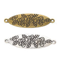 Filigree Rose Oval Connector Charms in Two Finishes view 1