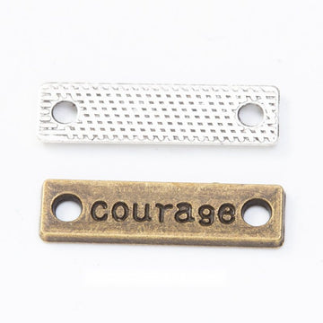 Courage Word Metal Connector Bars In Two Finishes For Jewelry Making