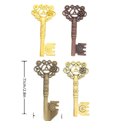 Grouped front view of the gear crown skeleton key metal charm in all pictured styles