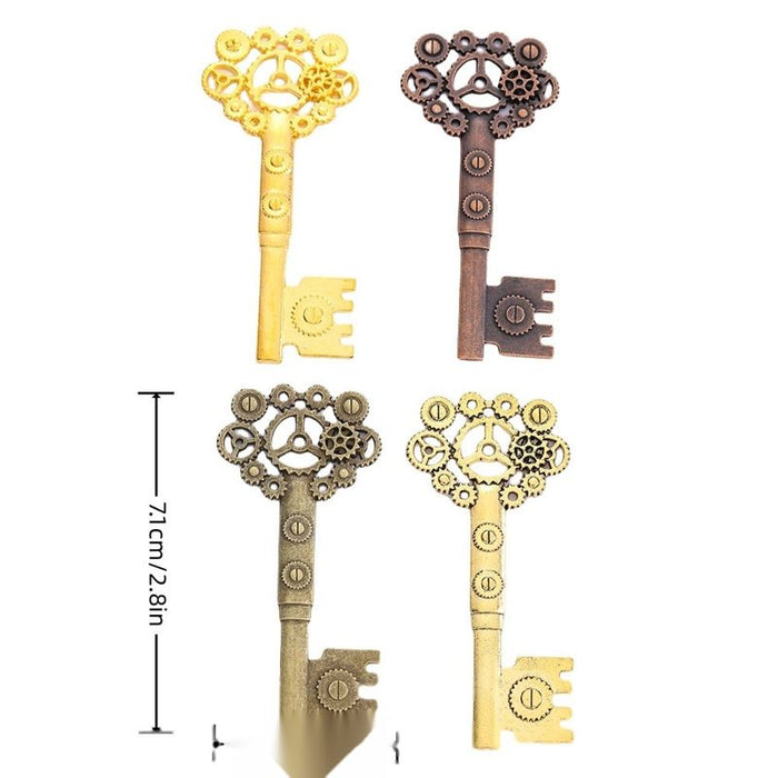 Gear Crown Skeleton Key Metal Charm in Five Finishes