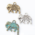 Patterned Elephant Metal Charms in Three Antique Finishes view 1