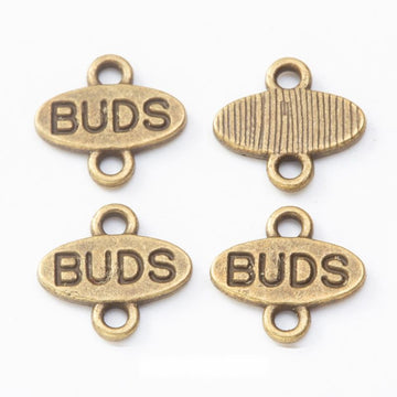 Oval BUDS Word Two-Loop Connector in 2 Pictured Finishes