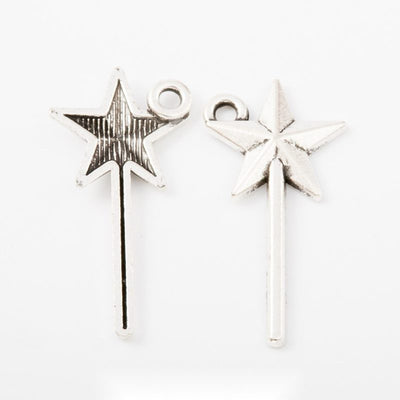 Five Point Star Head Pins in Antique Silver in antique silver displayed together on a white background.