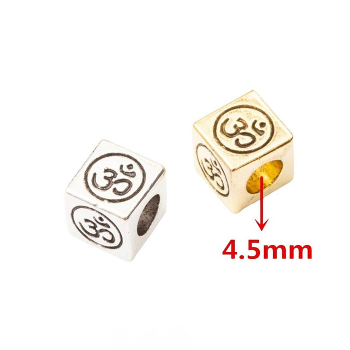 Vintage Om Symbol Cube Beads in Multiple Finishes for Jewelry Making